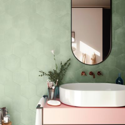 Carrelage sol et mur coloris vert Meraki 22,8 x 19,8 cm