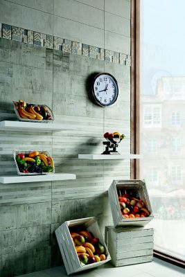 Carrelage mural décor gris 25x75 cm Anduin