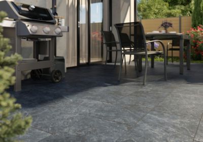 Carrelage sol extérieur Amalfi anthracite 37 x 75 cm