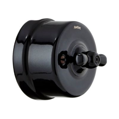 Interrupteur va-et-vient Fontini Garby Porcelaine noire, manette noire en saillie