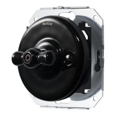 Interrupteur va-et-vient Fontini Garby Porcelaine noire, manette noire