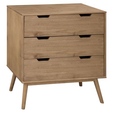 Commode Bali 3 tiroirs, Fabriqué en Bois de pin Massif, glissières métalliques