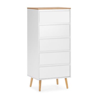 Commode haute Desi 5 tiroirs couleur Blanc