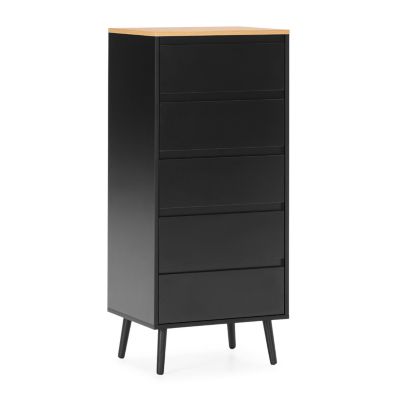 Commode haute Desi 5 tiroirs couleur Noir