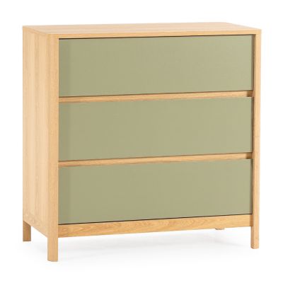 Commode Nassau 3 tiroirs effet Chêne/Vert