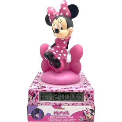 Veilleuse réveil Minnie 3D KIDS LICENSING - Rose, horloge digitale, piles incluses