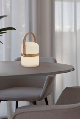 Lampe à poser LED intégrée sans fil mat blanc variable 2,5W IP44 l.14,5W H.26,5 cm