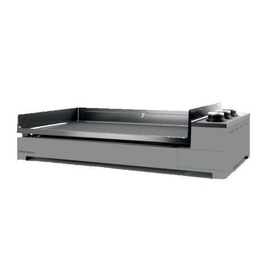 Plancha à gaz FORGE ADOUR Premium 75 - Fonte émaillée - 3 brûleurs - Noir et Gris