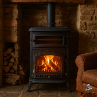Poêle à bois en fonte avec four ANTARES IRON HORNO 18 kW Moderne Ecodesign Classe A