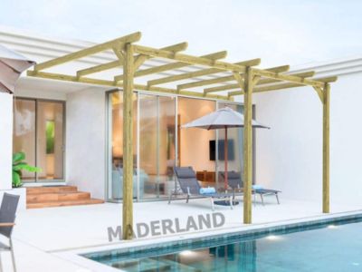 Pérgola Adosada a pared Madera