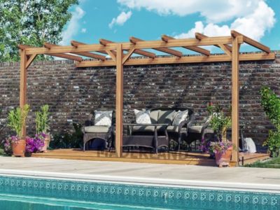 Pergola bois adossée VERSAILLES 600x300 cm très résistant lamellé collé