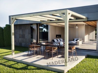 Pergola bois adossée CALAIS 500x300 cm très résistant lamellé collé
