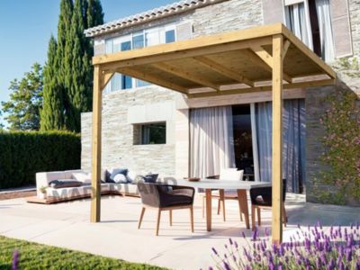 Pergola adossée avec toit RENNES 500x300 cm traité résistance élevée