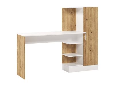 Bureau avec armoire de rangements - Coloris : Naturel et blanc - MILARIA