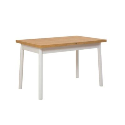 Table extensible de 120 à 153 cm décor hêtre et blanc - OLIVER