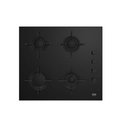 Table de cuisson gaz 60cm 4 feux noir Beko HILG64120S