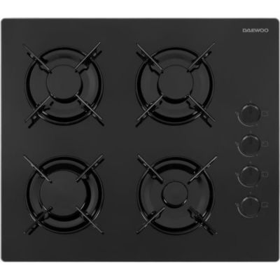 Plaque de Cuisson - Table a GAZ Plaque de cuisson a gaz - DAEWOO - 4 foyers - 60 cm - BH6GKR40BNL - Noir