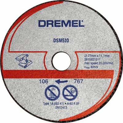 Disque à tronçonner pour métal et plastique Dremel DSM20 (DSM510)
