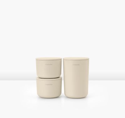 Lot de 3 pots de rangement salle de bains, beige, Brabantia ReNew