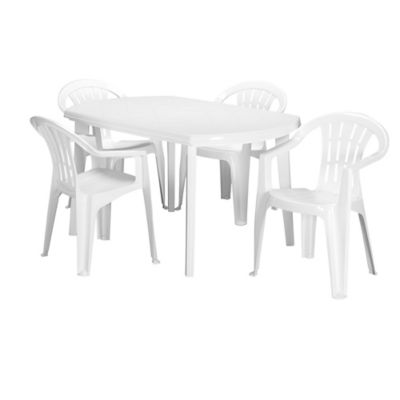 Table de jardin blanche en résine Basic L.137 x 90