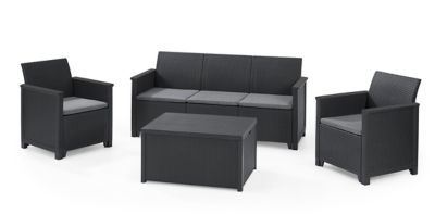 Salon de jardin bas Keter Elodie effet rotin 5 personnes