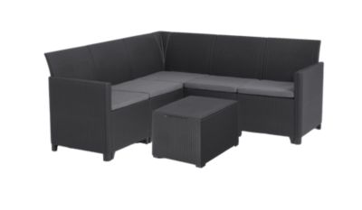 Salon d'angle de jardin Marie noir 5 personnes Keter