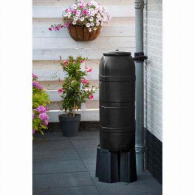 Récupérateur d'eau 100L noir - Pied et connecteur inclus - Outside Living