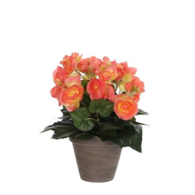 Begonia saumon artificiel ø25 x h.30 cm en pot Stan gris ø11,5 cm