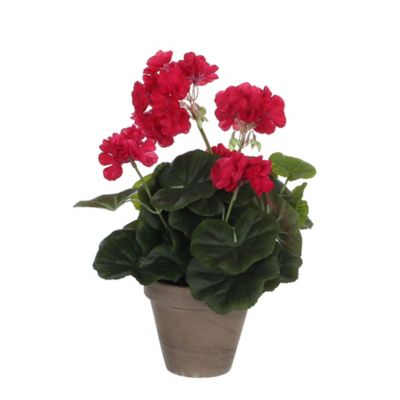 Geranium rose foncé artificiel ø20 x h.34 cm en pot Stan gris ø11,5 cm