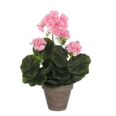 Geranium rose artificiel ø20 x h.34 cm en pot Stan gris ø11,5 cm