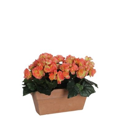 Begonia saumon artificiel en jardinière Slate terra 29 x 13 x h.25 cm
