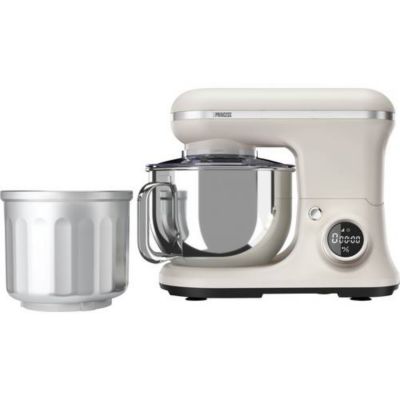 Robot de cuisine 2-en-1 1200 W blanc crème, bol inox 5 L et machine à glace 1,4 L