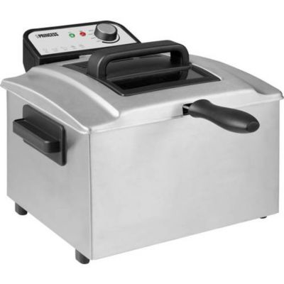 Friteuse électrique 5 L 3270 W inox brossé, revêtement antiadhésif, protection contre la surchauffe