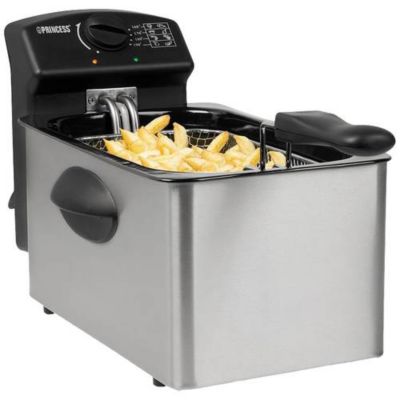 Princess 01.182642.01.001 Friteuse 4 L 2000 W noir, thermostat réglable, zone froide.