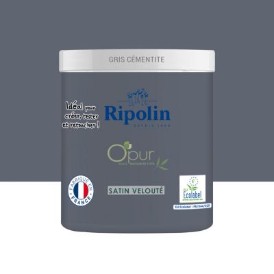 Peinture intérieure multisupport Ripolin O'pur gris cementite satin velouté 7500ml