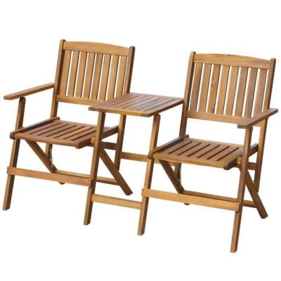 vidaXL Banc de jardin pliant et table à thé 140cm Bois d'acacia solide 42654