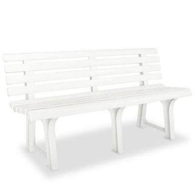 Banc de jardin en plastique blanc - VidaXL - 145,5 cm - Résistant aux intempéries - Assemblage facile
