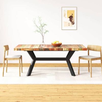 vidaXL Table de salle à manger Bois massif recyclé Acier 180 cm