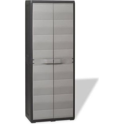 Vidaxl Armoire de rangement - 340982 - Gris/noir - 35x40x85 cm - 1 étagère - vue 4