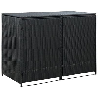 Vidaxl Abris pour poubelle - Double - Résine tressée - Noir - 148x80x111 cm - vue 3