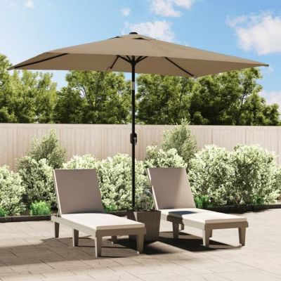 vidaXL Parasol avec mât en métal 300 x 200 cm Taupe 44502