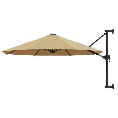 Vidaxl Parasol Mural avec Mât Métallique 300 cm Taupe Balcon Jardin Terrasse 44866 Marron - vue 3