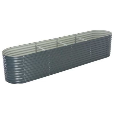 Jardinière - vidaXL - 400x80x81 cm - Acier galvanisé - Gris - Rectangulaire