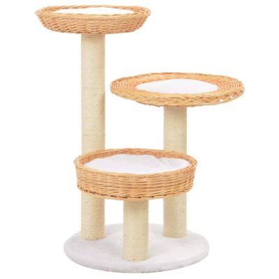 Vidaxl Arbre à chat avec griffoir en sisal Naturel Bois de saule Beige - vue 3