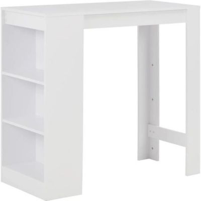 vidaXL Table de bar avec étagère Blanc 110x50x103 cm