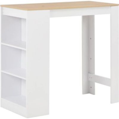 vidaXL Table de bar avec étagère Blanc 110x50x103 cm
