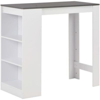 vidaXL Table de bar avec étagère Blanc 110x50x103 cm