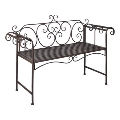 Banc de jardin en métal 132 cm - VIDAXL - Brun antique - Volute - Extérieur