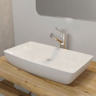 vidaXL Lavabo Rectangulaire Céramique Blanc Vasque à Poser Lave-mains Bain 140691