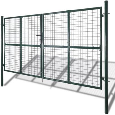vidaXL Portail de clôture à porte double Acier enduit de poudre